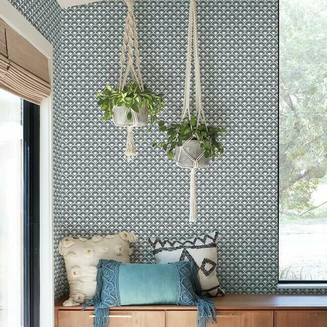 Magnolia Home Stacked Scallops Wallpaper - Charcoal