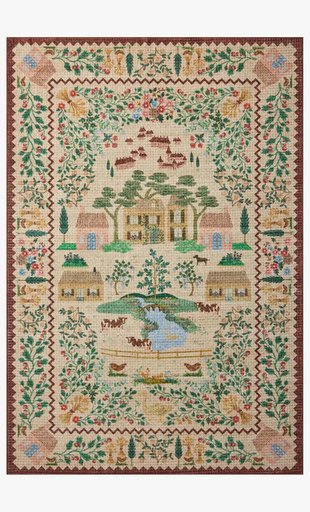 Rifle Paper Co x Loloi Orchard Country Farm Washable Rug - Ivory