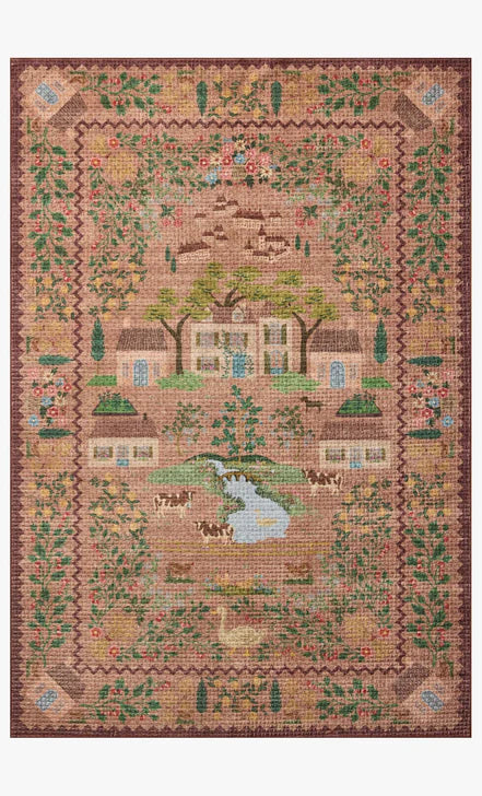 Rifle Paper Co x Loloi Orchard Country Farm Washable Rug - Mauve