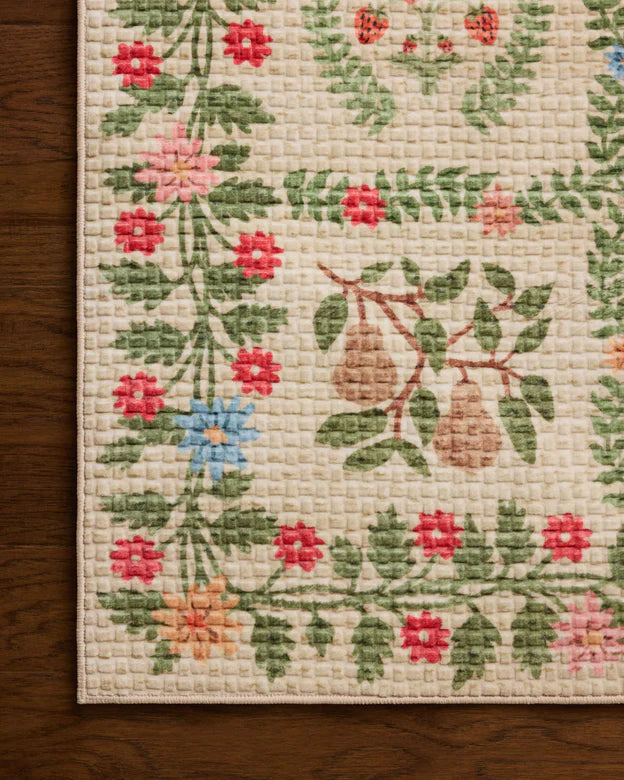 Rifle Paper Co x Loloi Orchard Helena Washable Rug - Beige