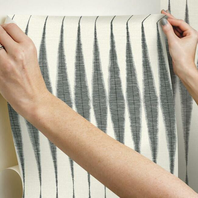 Seabrook Designs Striped Ikat Peel and Stick Wallpaper 27 in. W x 18 ft. L  - Navy Blue & Linen - Walmart.com