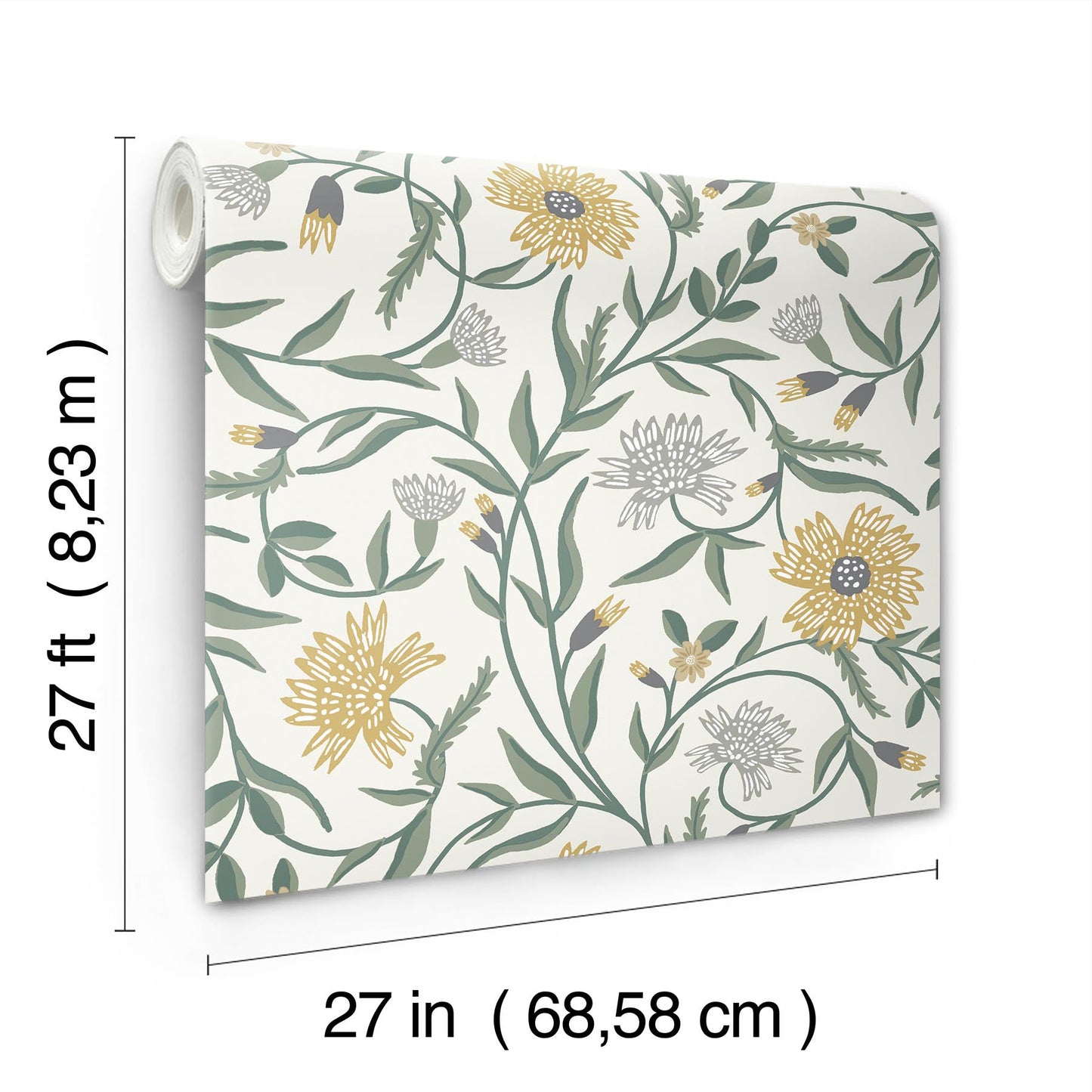 Rifle Paper Co Aster Wallpaper - Linen & Gold