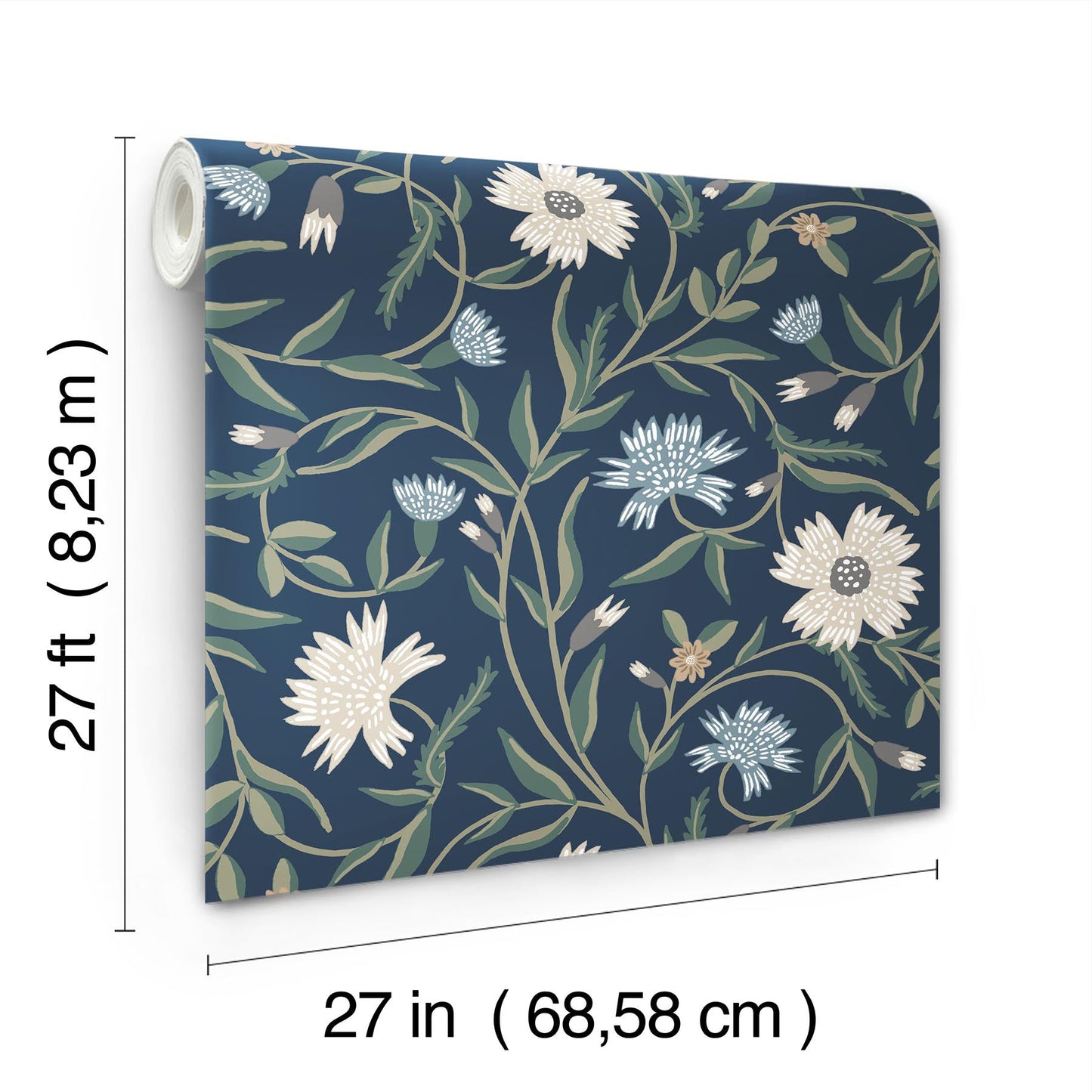 Rifle Paper Co Aster Wallpaper - Navy