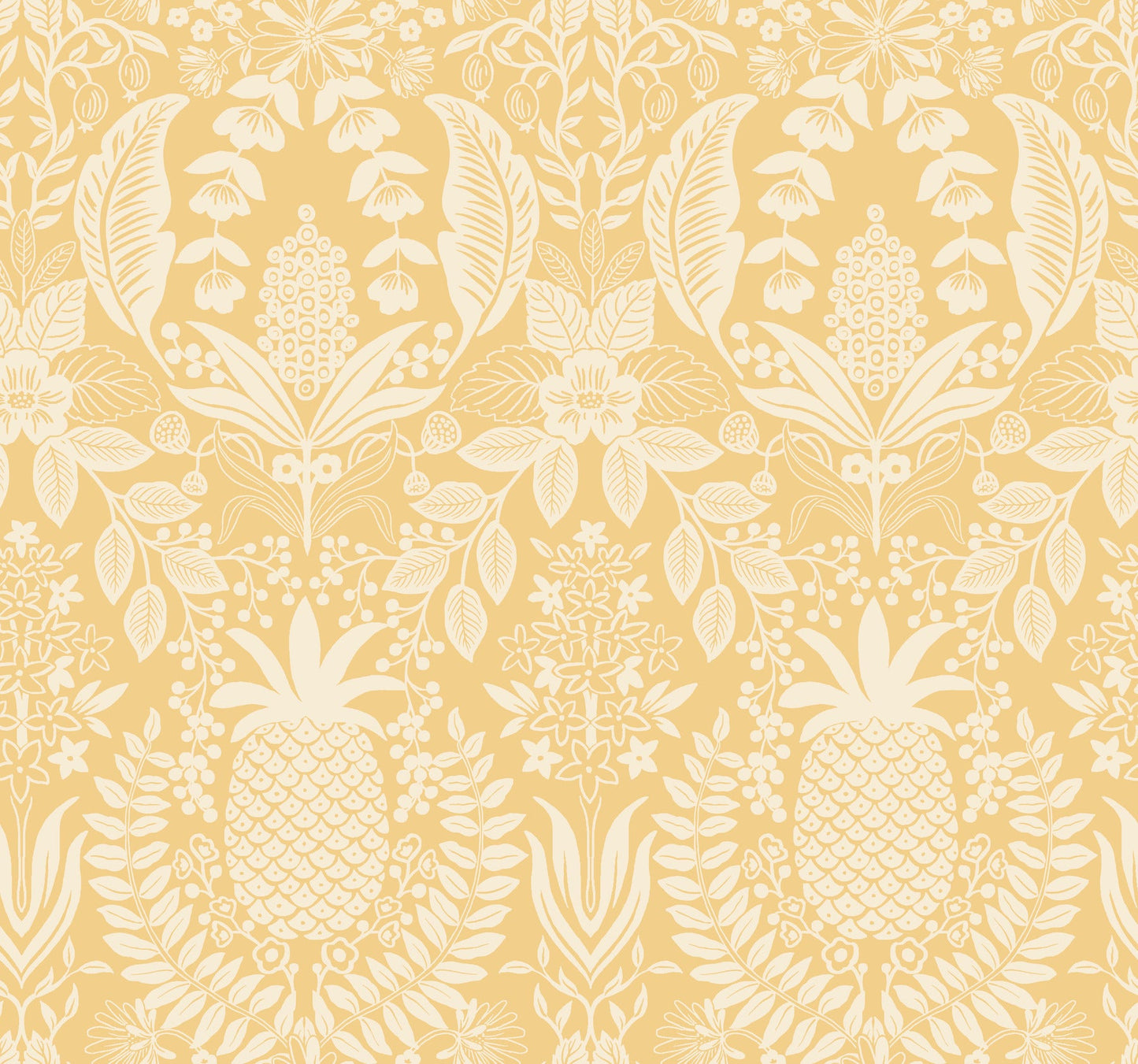 Rifle Paper Co Pineapple Damask Wallpaper - Yellow