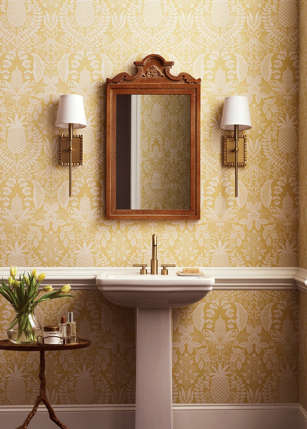 Rifle Paper Co Pineapple Damask Wallpaper - Yellow