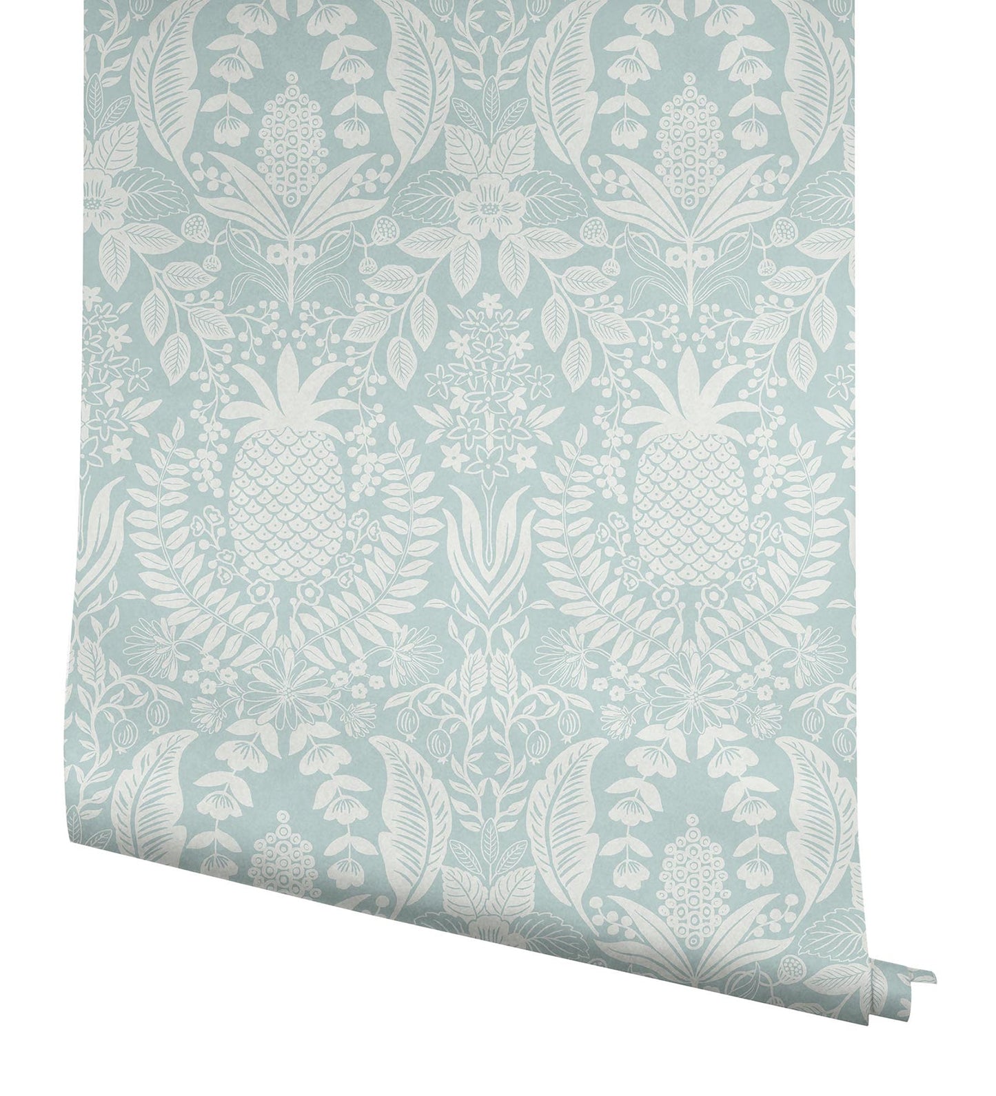 Rifle Paper Co Pineapple Damask Wallpaper - Light Blue