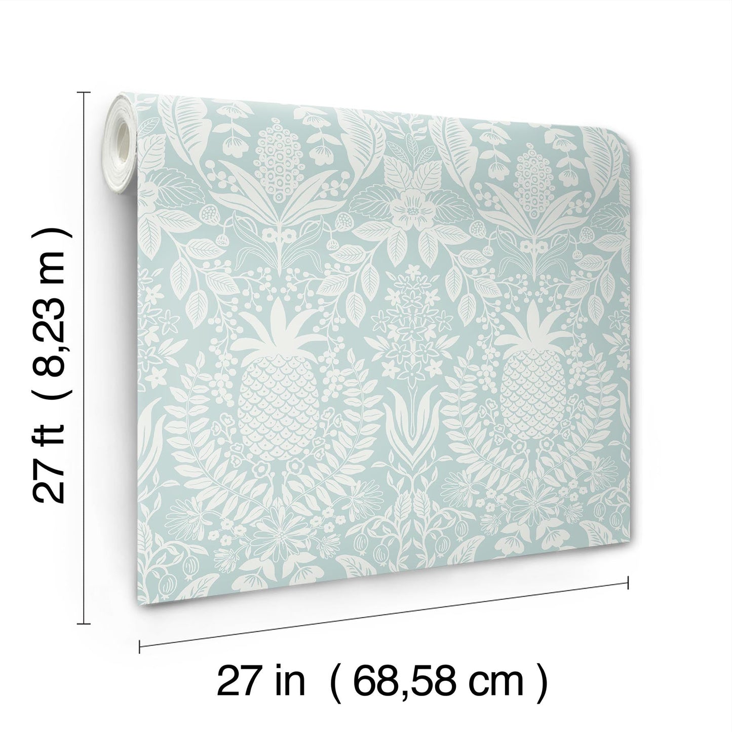 Rifle Paper Co Pineapple Damask Wallpaper - Light Blue