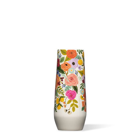 Rifle Paper Co x Corkcicle Stemless Flute- Garden Party Cream