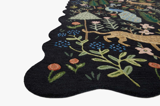 Rifle Paper Co x Loloi Silhouette Rug - Midnight Menagerie Black
