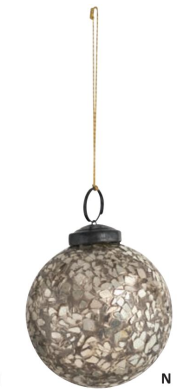 Mosaic Glass Ball Ornament - Silver Finish