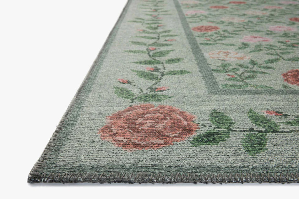 Rifle Paper Co x Loloi Wildwood Rose Trellis Rug - Mint