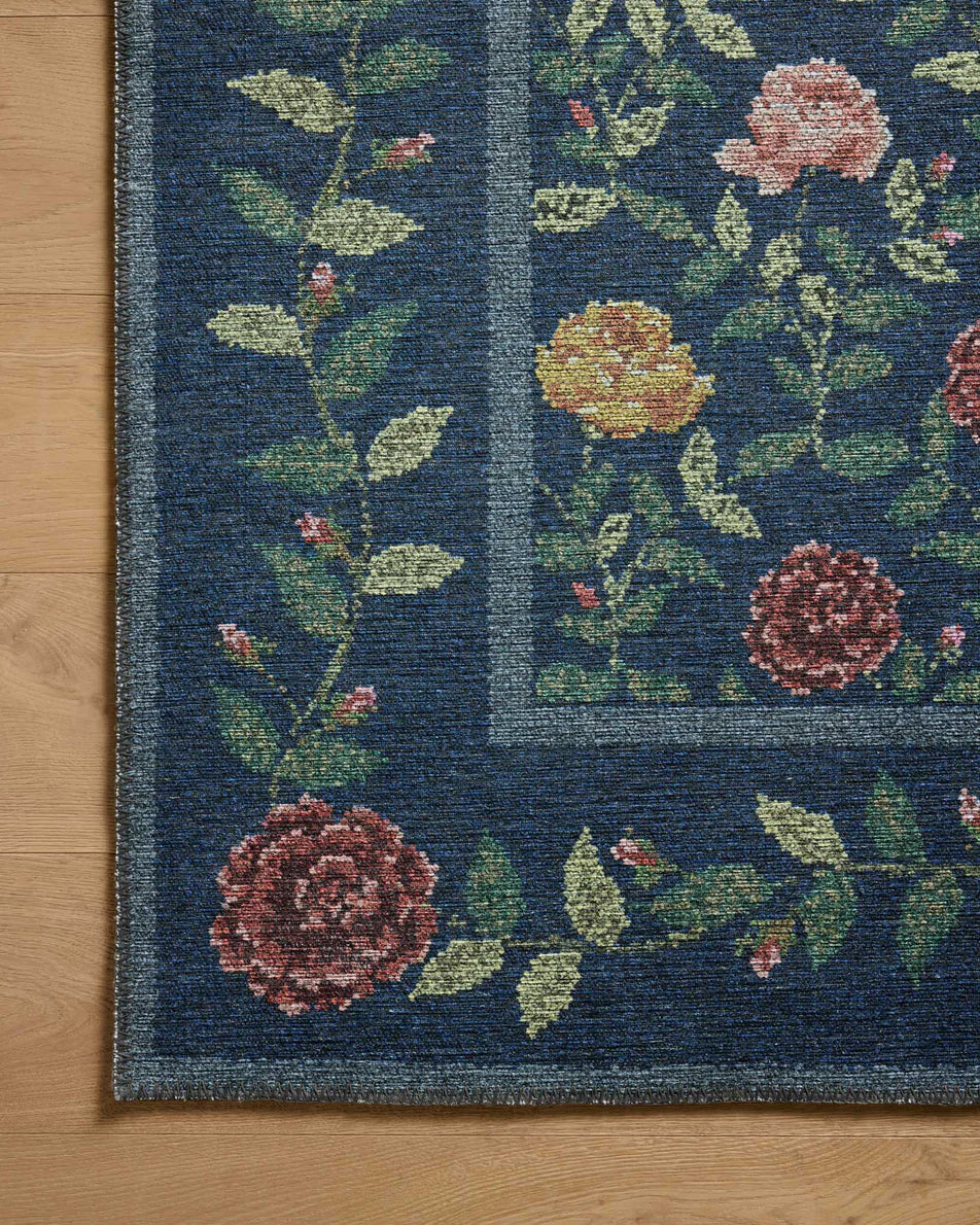 Rifle Paper Co x Loloi Wildwood Rose Trellis Rug - Navy