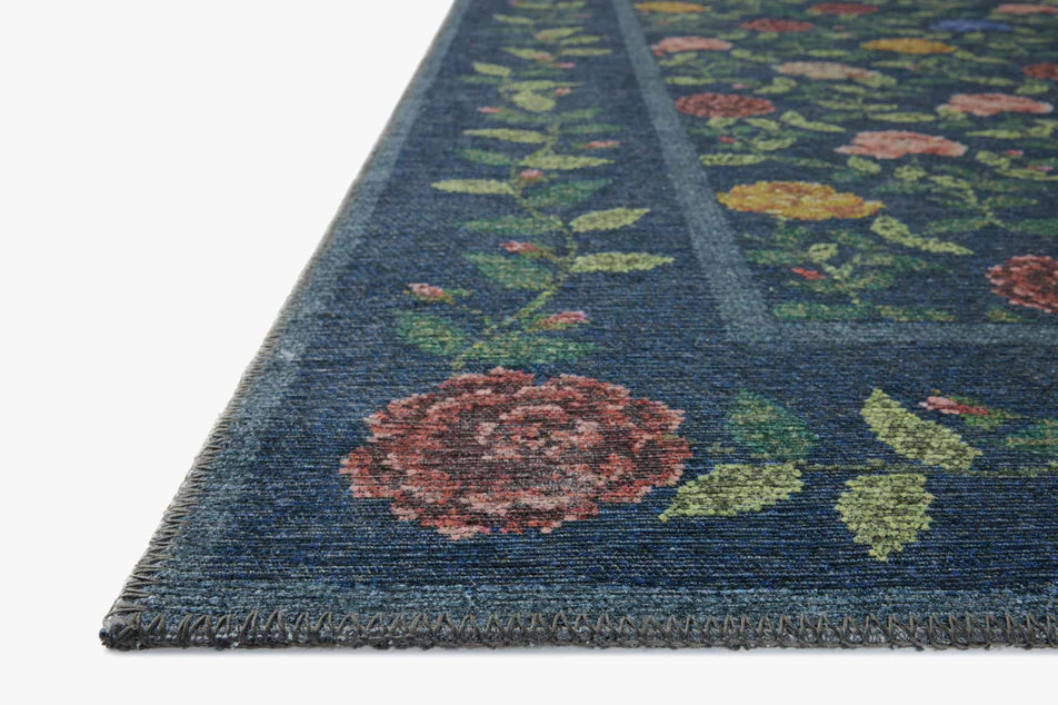 Rifle Paper Co x Loloi Wildwood Rose Trellis Rug - Navy