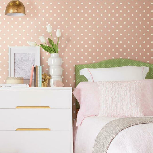 Magnolia Home Dots on Dots Wallpaper - White and Clay Pink