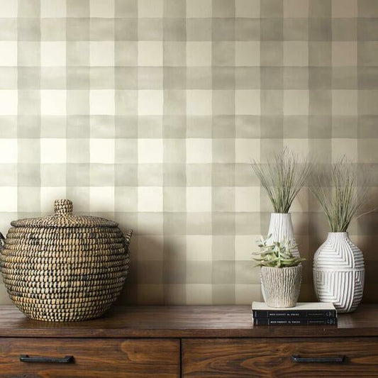 Magnolia Home Watercolor Check Wallpaper - Sunday Stroll