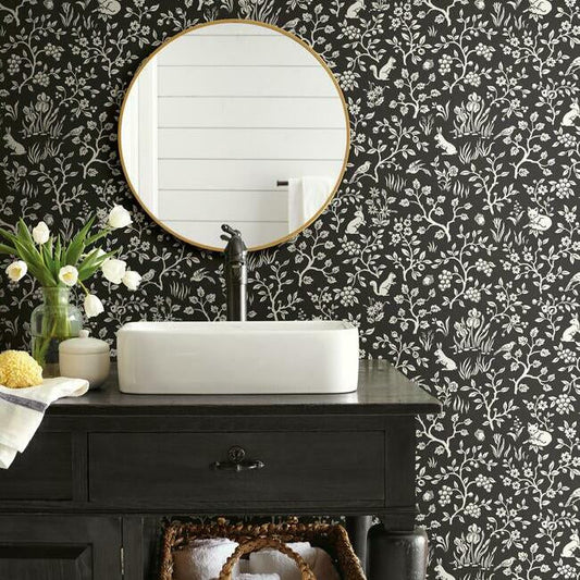 Magnolia Home Fox & Hare Wallpaper - Straight Black