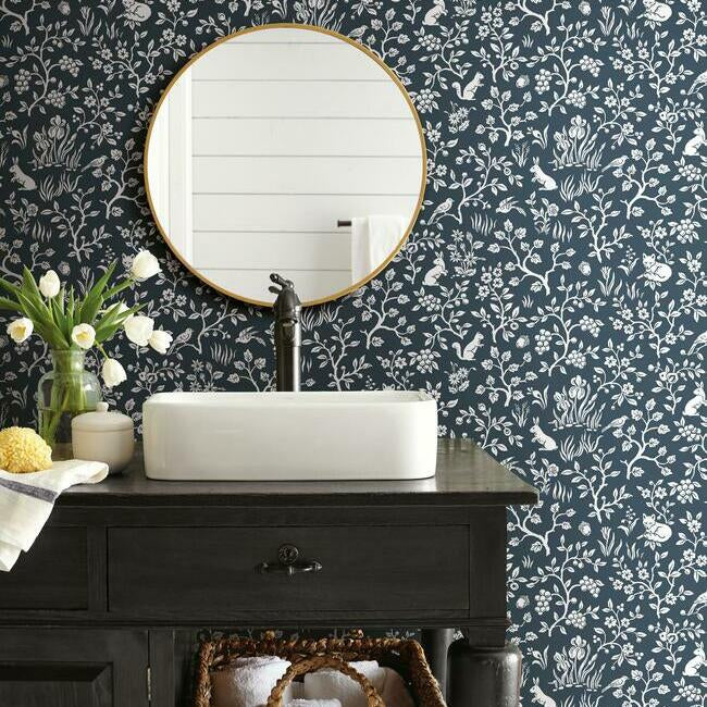 Magnolia Home Fox & Hare Wallpaper - Navy