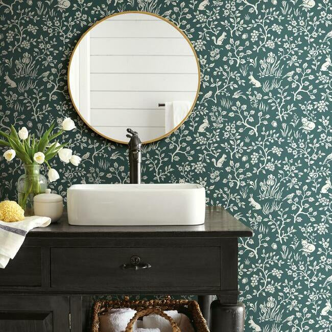 Magnolia Home Fox & Hare Wallpaper - Teal