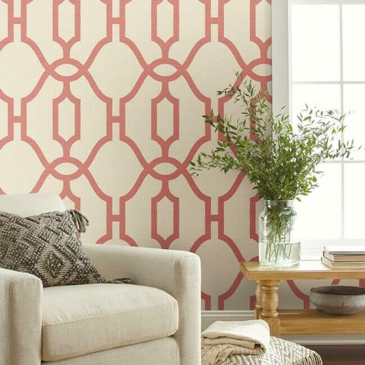 Magnolia Home Woven Trellis Wallpaper - Pompeian Red