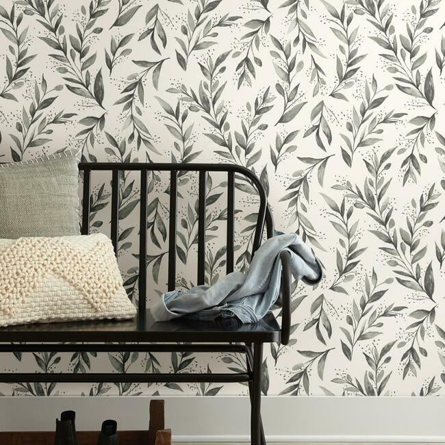 Magnolia Home Olive Branch Wallpaper - Charcoal