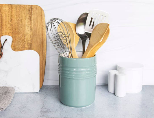 Ceramic Utensil Holder - Teal