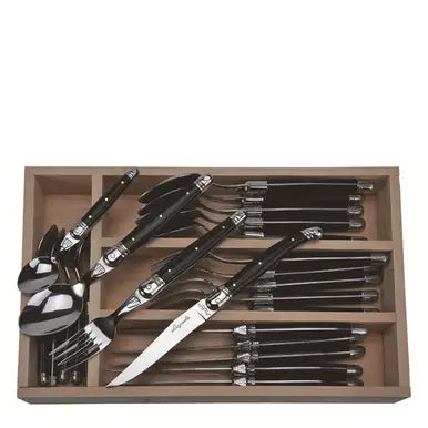Jean Dubost 24 Pc Everyday Flatware Set - Black