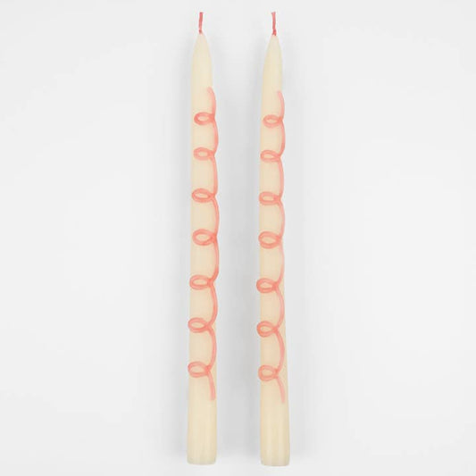Pink Swirl Taper Candles