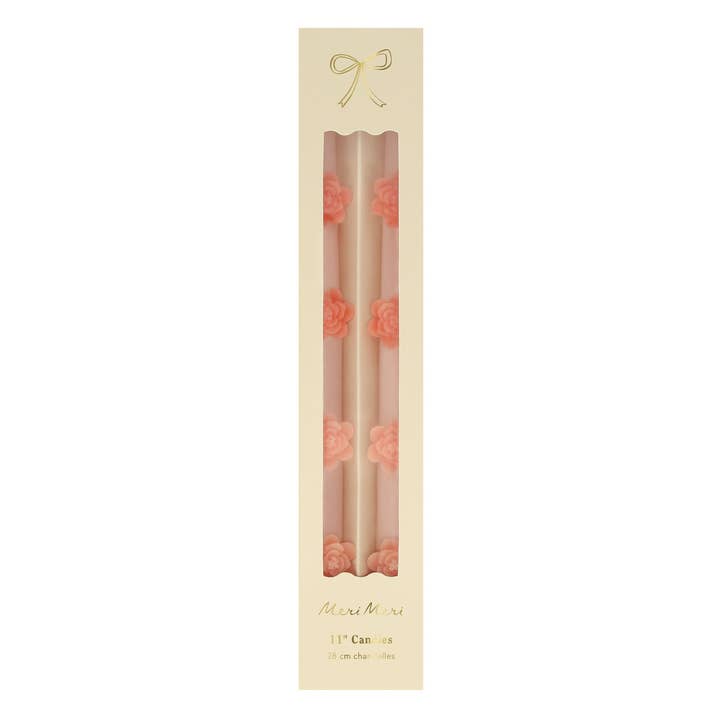 Pink Flower Taper Candles