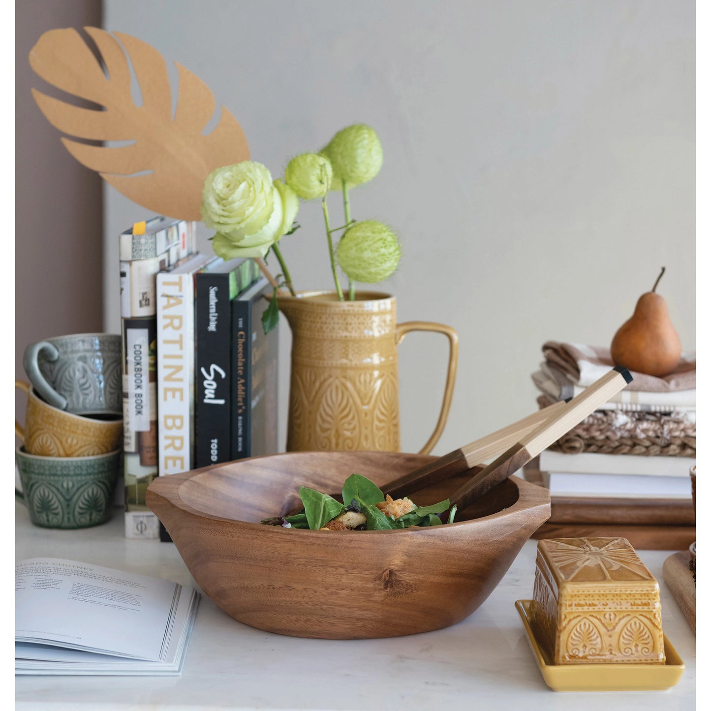 Debossed Stoneware Butter Dish