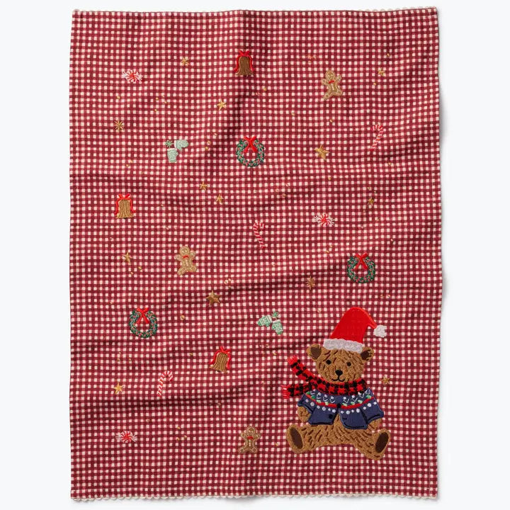 Rifle Paper Co Embroidered Tea Towel - Beary Christmas