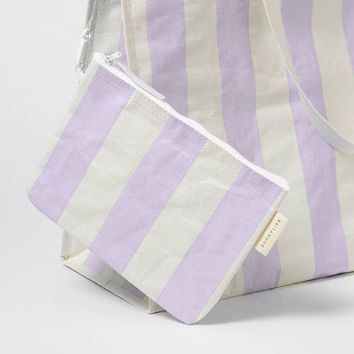 Carryall Beach Bag - Lilac Stripe