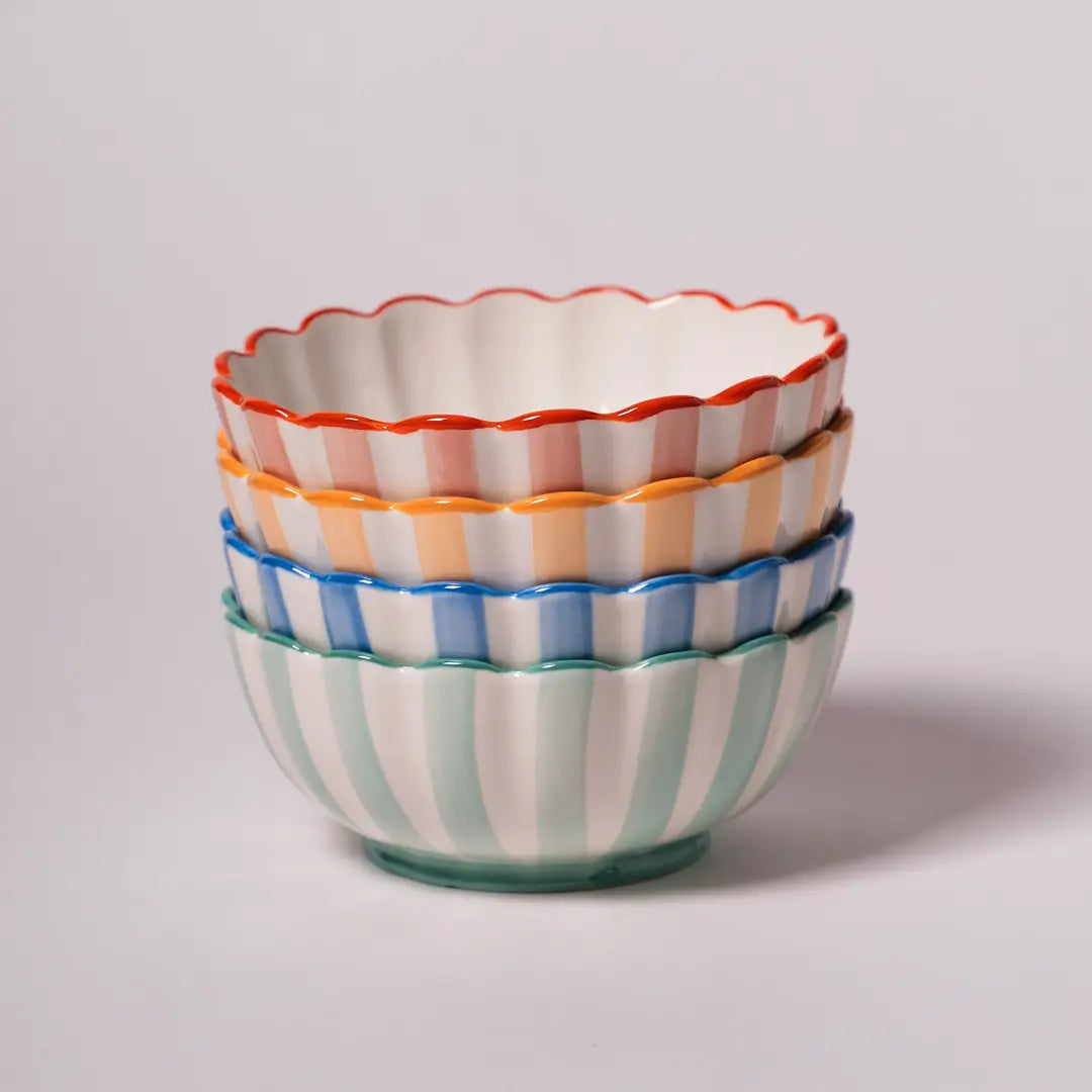 Kinsey Scallop Dessert Bowl - Blue