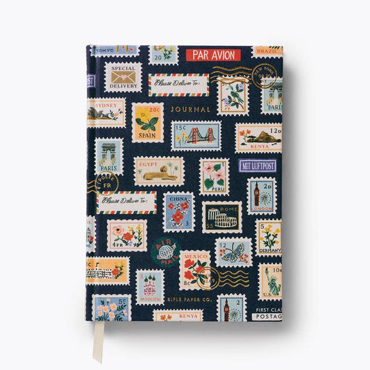 Rifle Paper Co Embroidered Journal - Postage Stamps