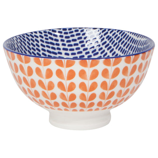 Coupe Stamped Bowl - Orange Blue Blossom