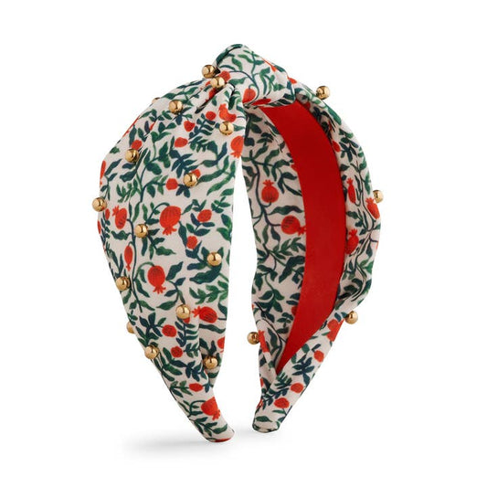 Rifle Paper Co Knotted Headband - Christmastide Pomegranate