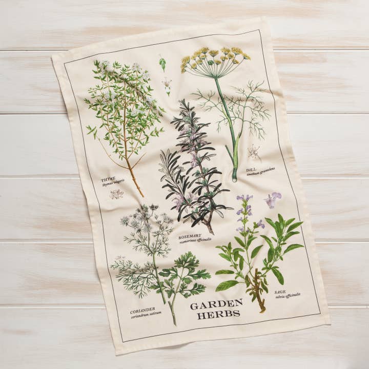 Garden Herbs Tea Towel