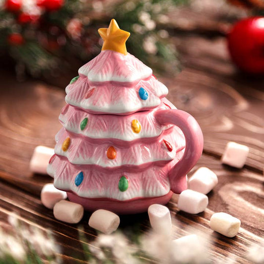 Tree Lidded Mug - Pink