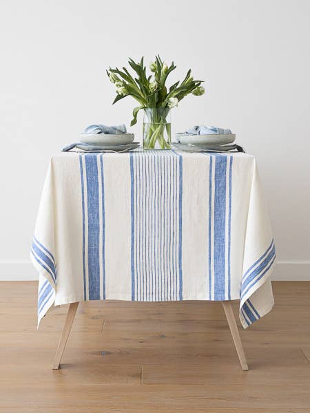 Tuscany Linen Tablecloth - Blue