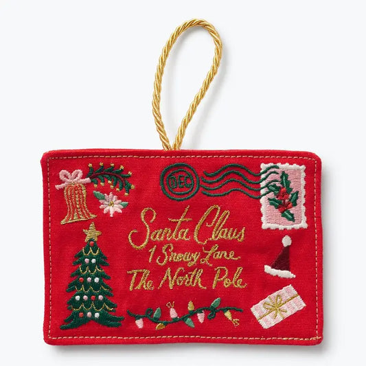 Rifle Paper Co Embroidered Ornament - Santa Letter