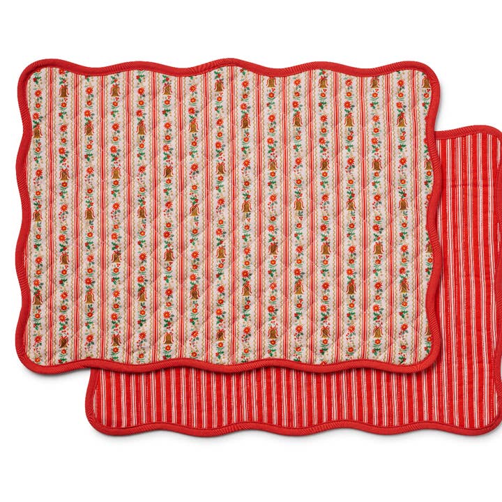 Rifle Paper Co Quilted Placemat Set - Holly Jolly