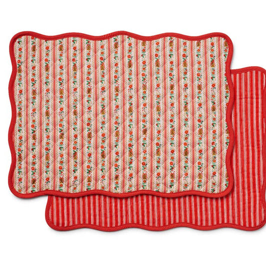 Rifle Paper Co Quilted Placemat Set - Holly Jolly