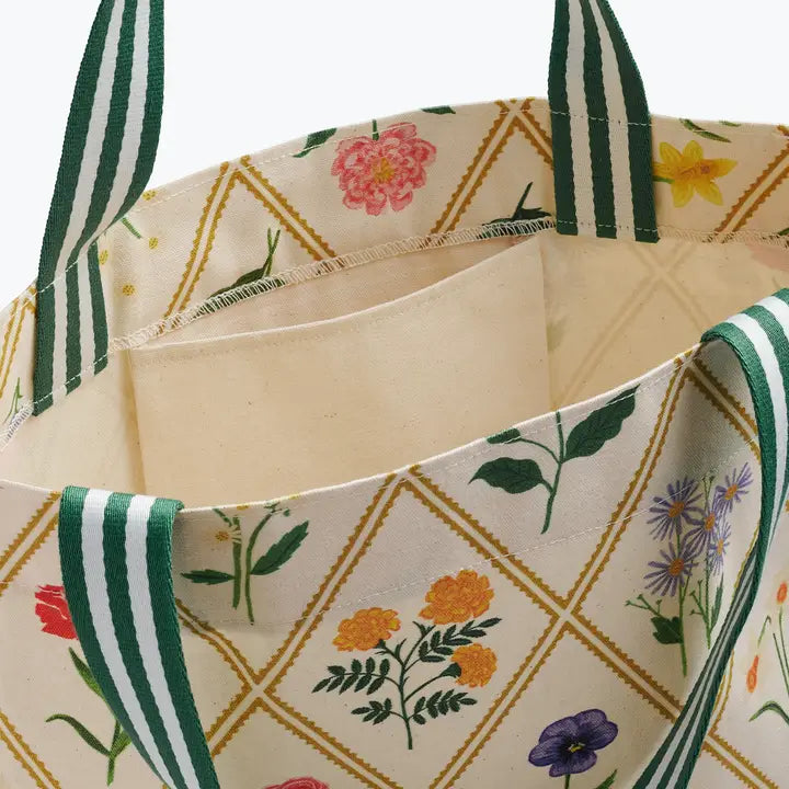 Rifle Paper Co East West Canvas Tote Bag - Garden Study