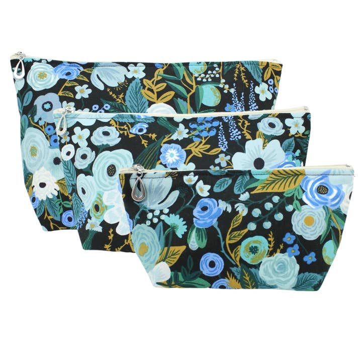 Makeup Bag Set - Garden Party Blue