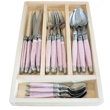 Jean Dubost 24 Pc Everyday Flatware Set - Pink