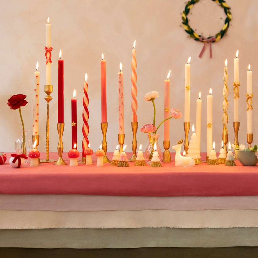 Red Stripe Twist Taper Candles