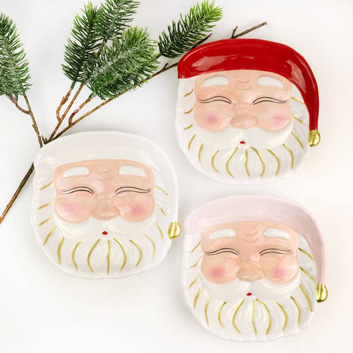 Santa Dessert Plate - Pink