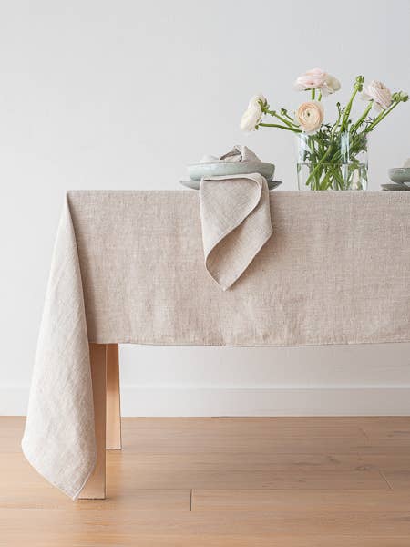 Chevron Linen Tablecloth - Cream