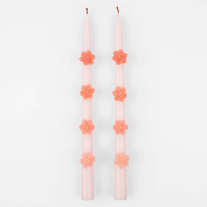 Pink Flower Taper Candles