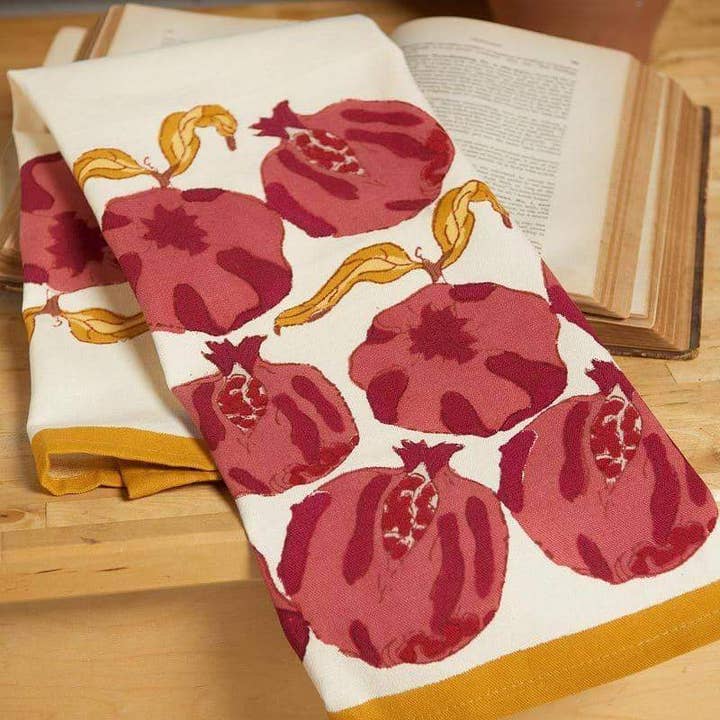 Tea Towel - Pomegranate Yellow/Red