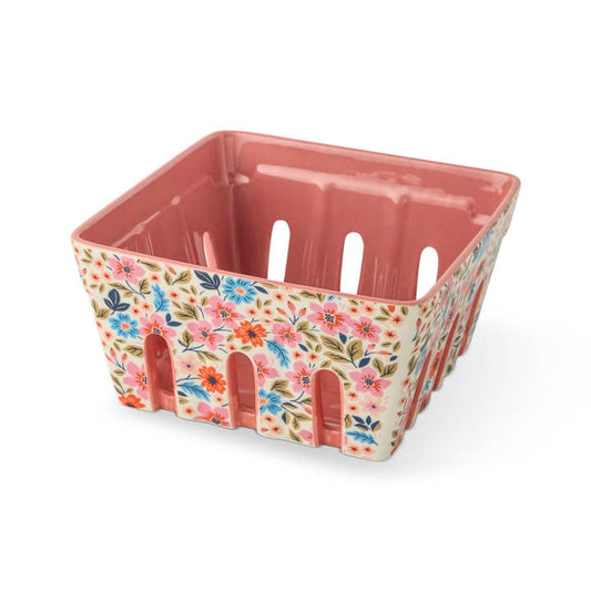 Pink Wildflower Berry Basket